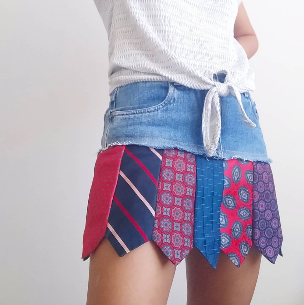 Whimsical Men's Ties Mini Skirt